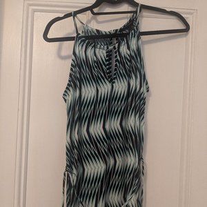 Patterned black/teal/white summer dress